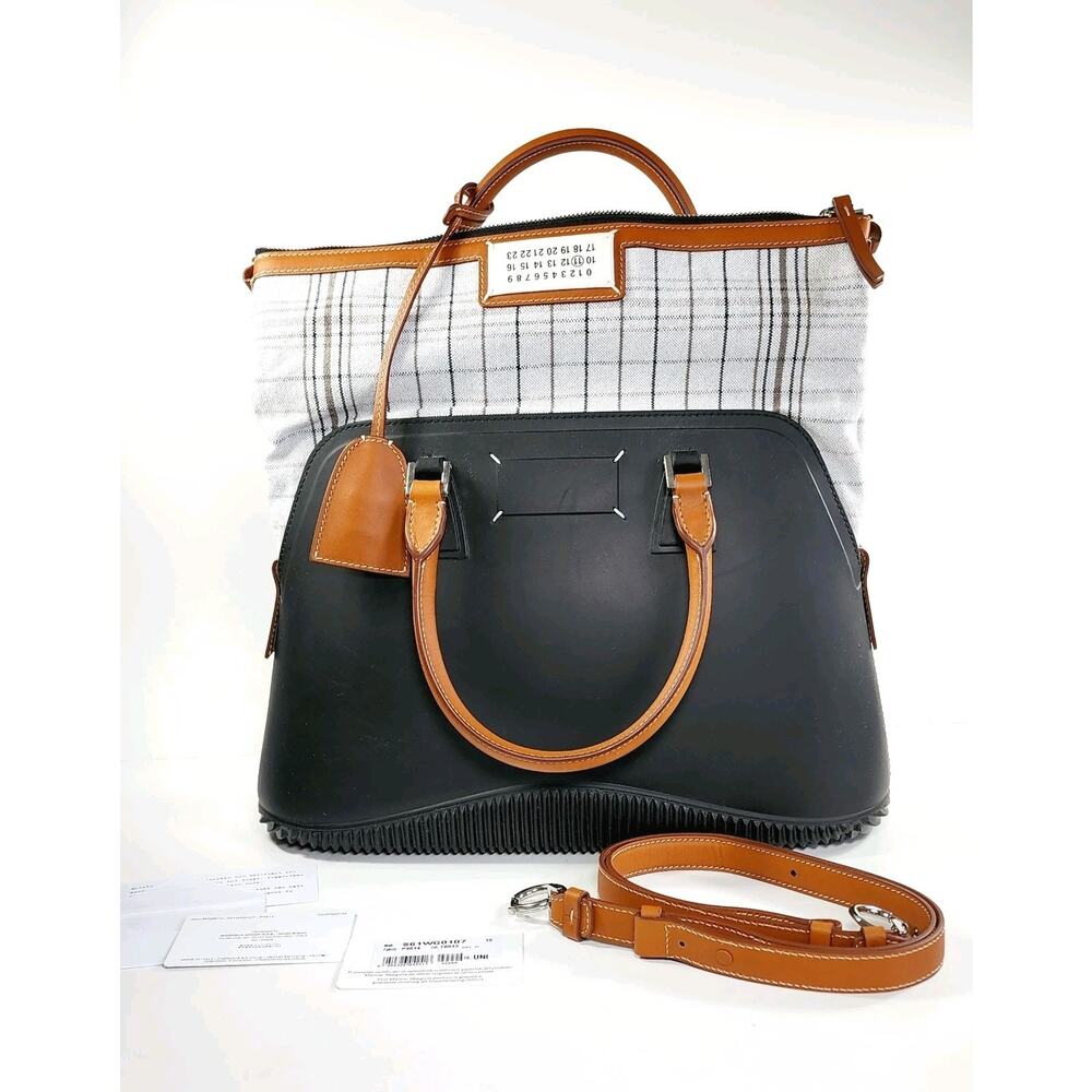 MAISON MARGIELA 5AC Rubber Tote Bag Large Logo Removable Lining Zipped